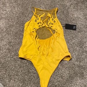 Thistle and spire gold smoke n mirrors thong body suit nwt from dolls kill